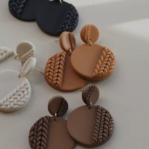 4-Pair Knit Two-Tier Dangle Stud - Handmade Earrings